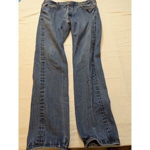 Levis 501 Original Fit Jeans Men 36x34 Blue Button Fly Straight Leg Denim